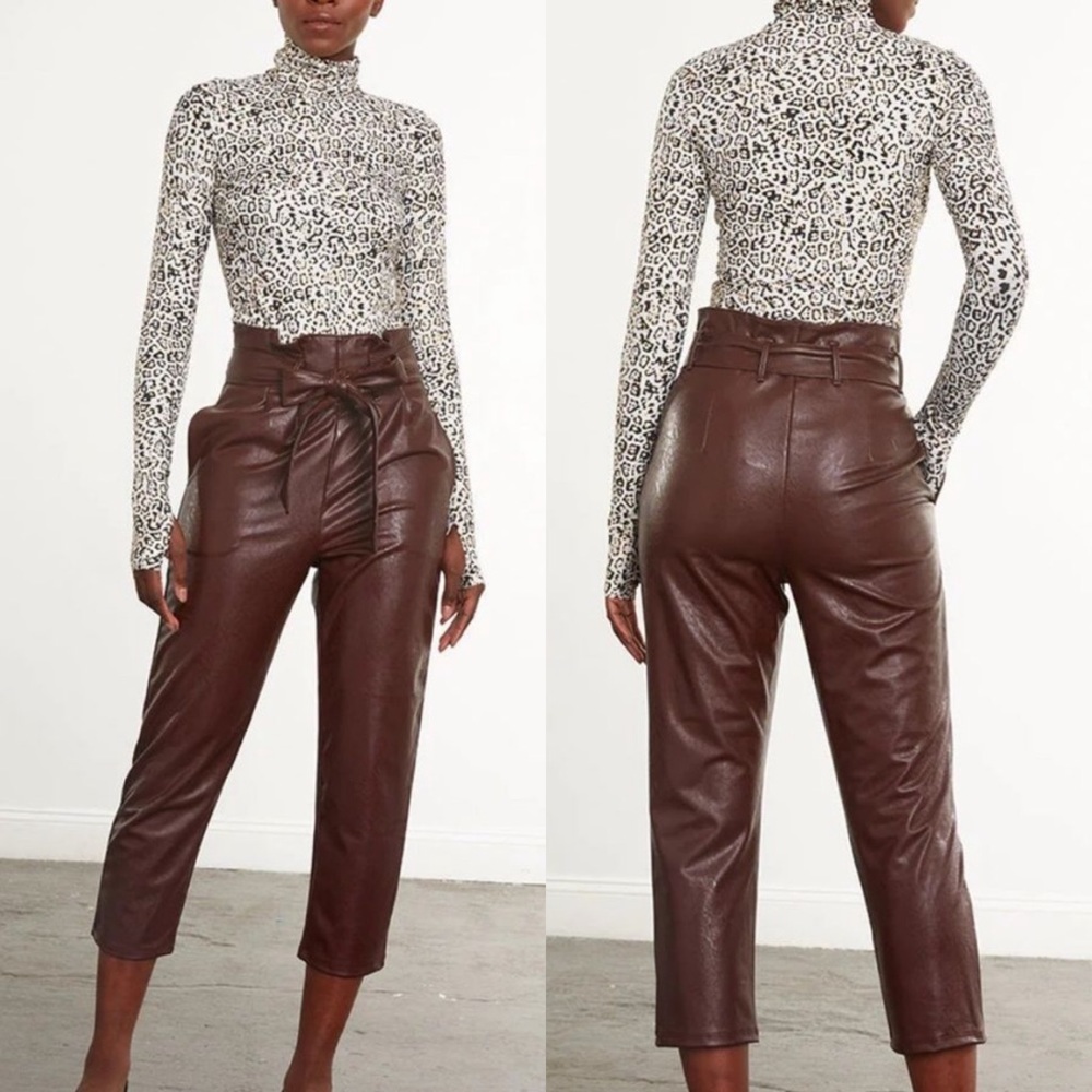 Commando Faux Leather Paper Bag Pants Oxblood Size XL